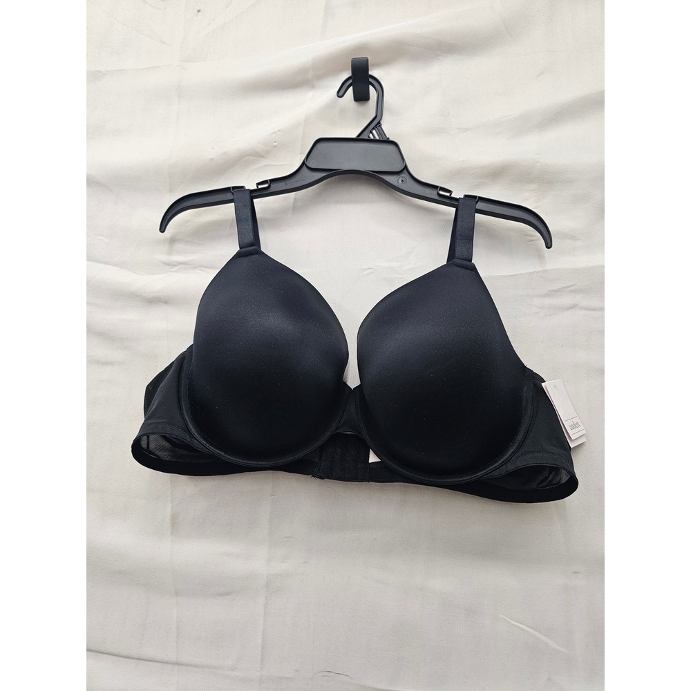 Auden Womens Lightly Lined Demi T-Shirt Bra Black Nylon Blend Casual Size 44D